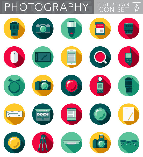 摄影平面设计图标设置与侧影图片下载