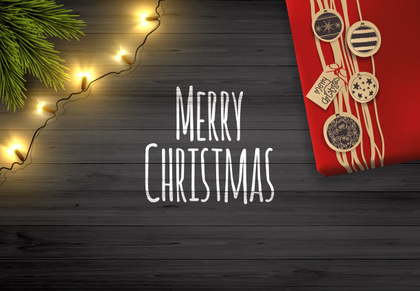 圣诞快乐木板上的字母。现实的向量设计图片下载