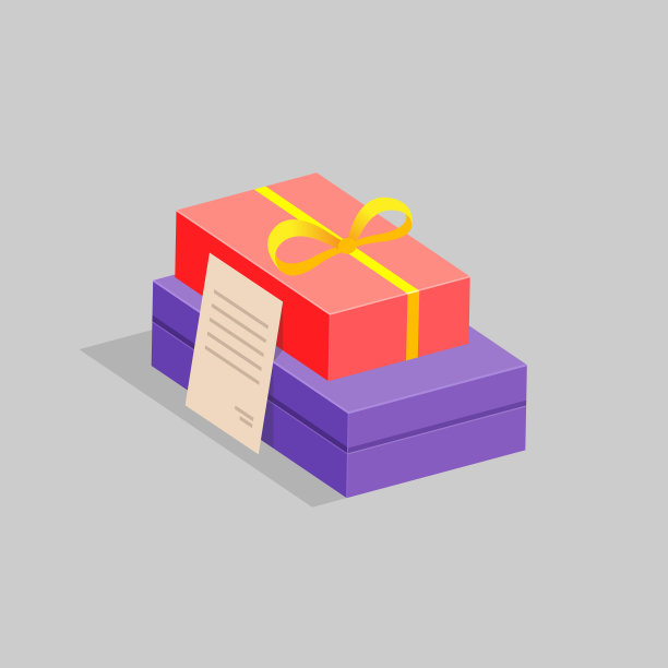 两个礼品盒，一个是紫色的，一个是红色的。矢量插图。图片下载