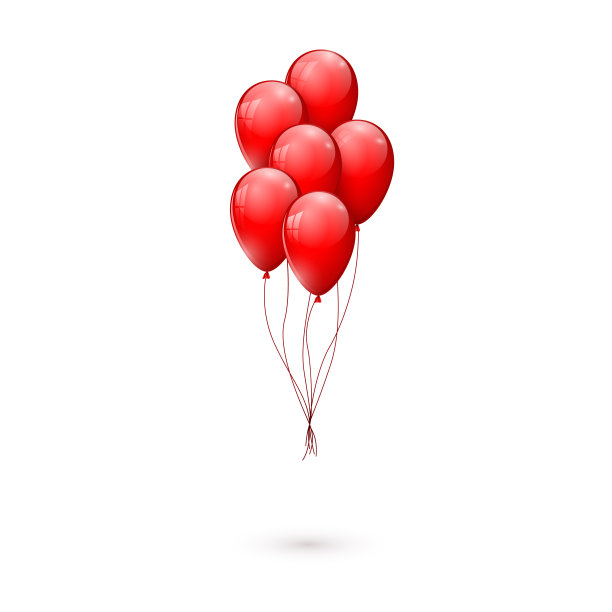 红色光泽的气球。矢量图图片下载