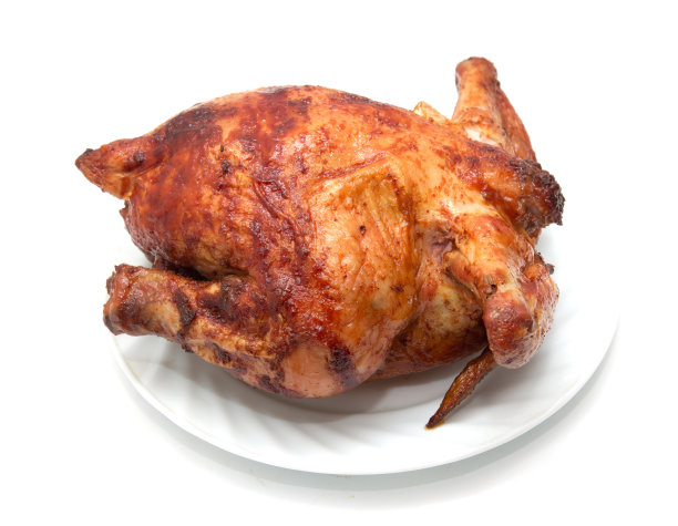 白底烤鸡盘图片下载