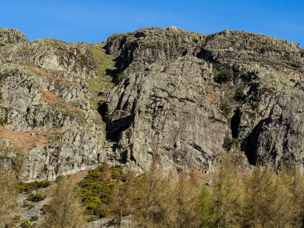 Langdale Lake地区用于攀岩的岩壁图片下载