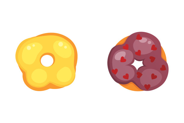 卡通甜甜圈设置釉矢量插图孤立。甜的甜点。图片下载