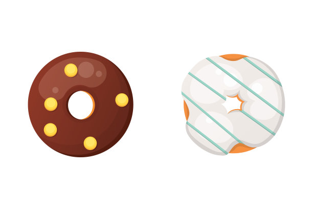 卡通甜甜圈设置釉矢量插图孤立。甜的甜点。图片下载
