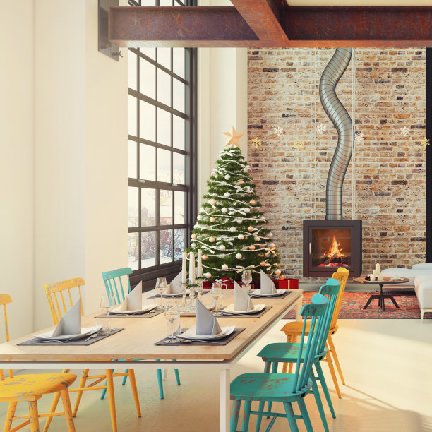 以圣诞节为主题装饰公寓室内图片下载