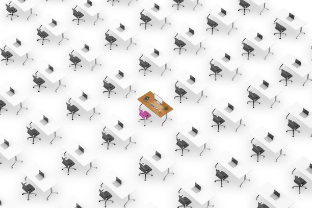 一个办公室空间的概念俯视图与桌子突出图片下载