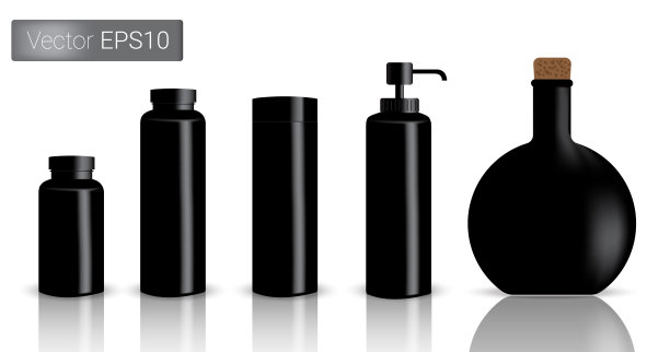 黑色瓶子设置背景插图图片下载