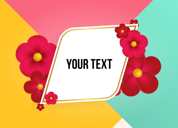 文本框与美丽的彩色花朵图片下载