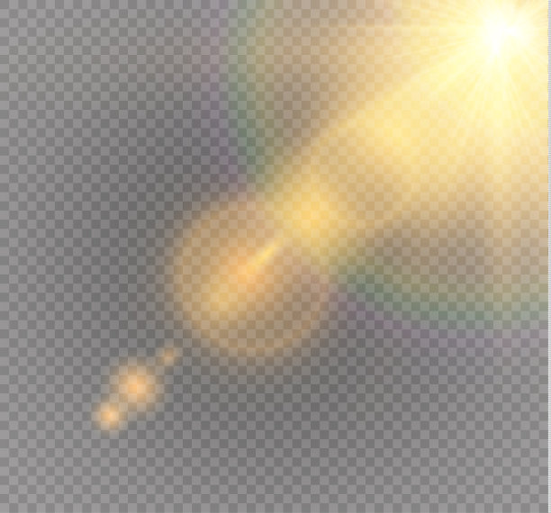 矢量透明阳光特殊镜头光晕光效果。阳光闪烁着光芒和聚光灯图片下载