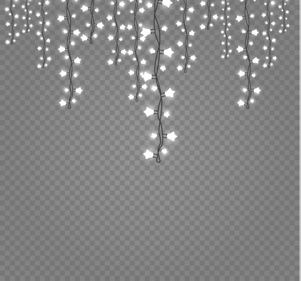 圣诞灯孤立在透明的背景。圣诞节的花环。矢量图图片下载