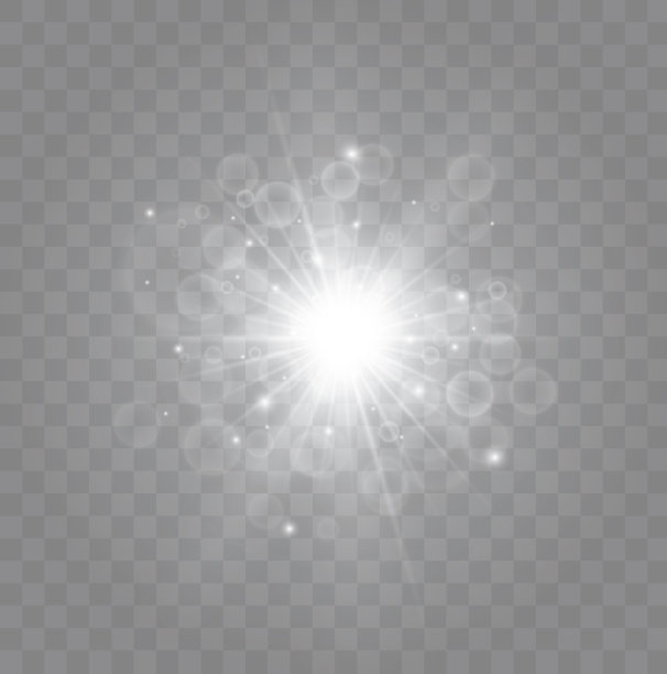 发出光的效果。星星闪耀着光芒。矢量图素材图片