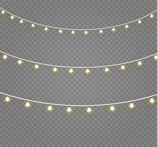 圣诞灯孤立在透明的背景。圣诞节的花环。矢量图图片下载