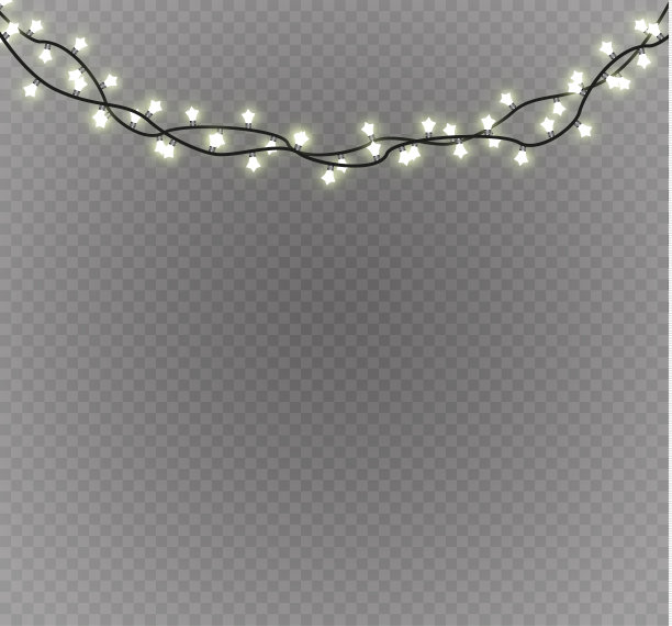 圣诞灯孤立在透明的背景。圣诞节的花环。矢量图图片下载