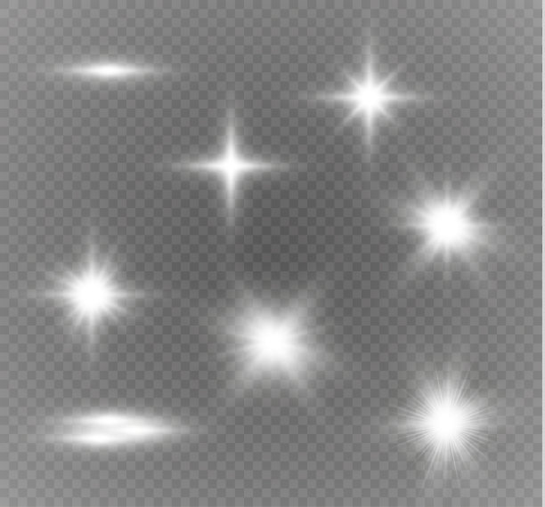 发出光的效果。星星闪耀着光芒。矢量图素材图片
