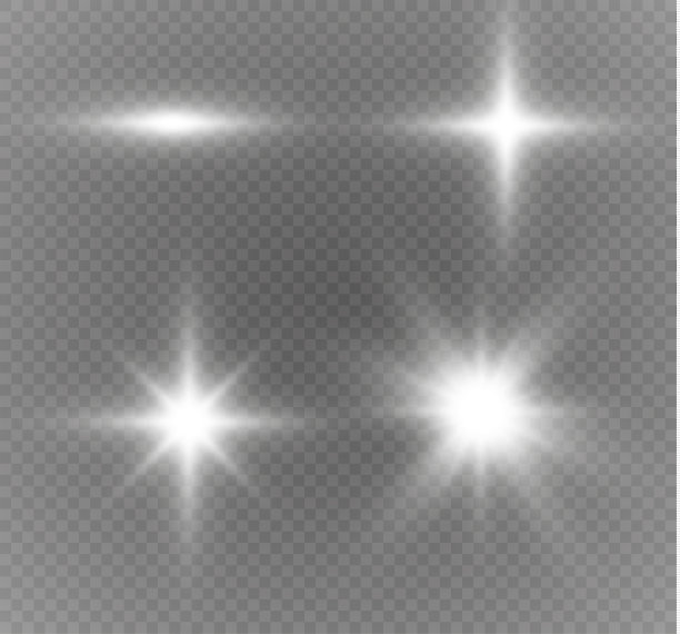 发出光的效果。星星闪耀着光芒。矢量图图片下载