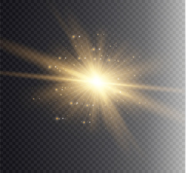 发出光的效果。星星闪耀着光芒。矢量图素材图片
