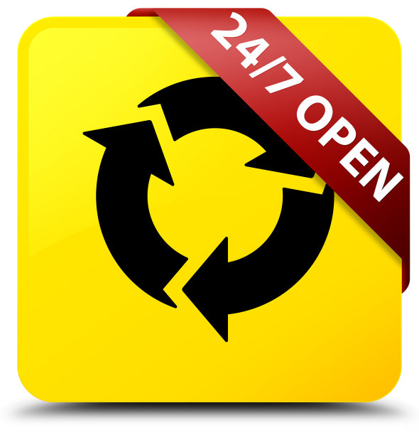 24/7在角落里打开黄色方形按钮红丝带图片下载