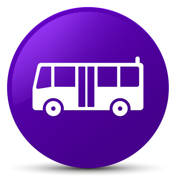 巴士图标紫色圆形按钮图片下载
