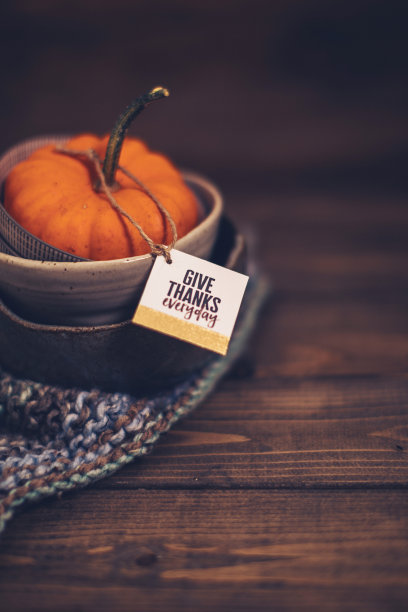 感恩节静物用小南瓜和问候图片下载
