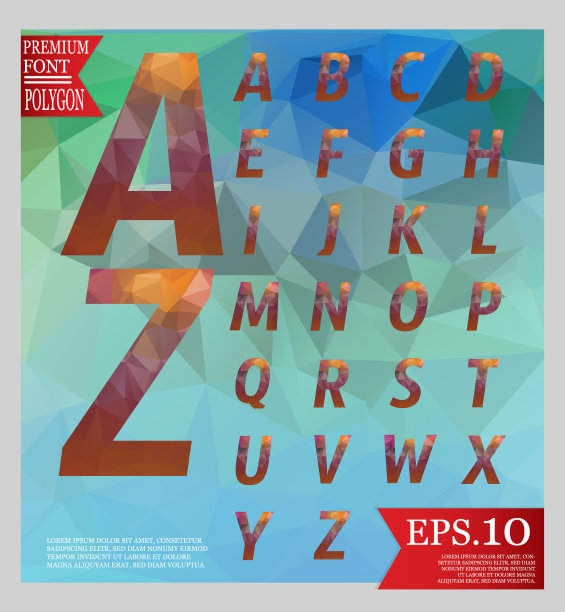 设置字体低聚设计风格的字母多颜色和三角形的背景温暖纹理图片下载