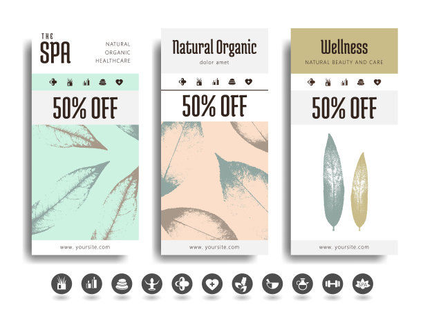 水疗创意卡片，传单，横幅，海报设计图片下载