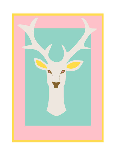 鹿头，背景平图片下载