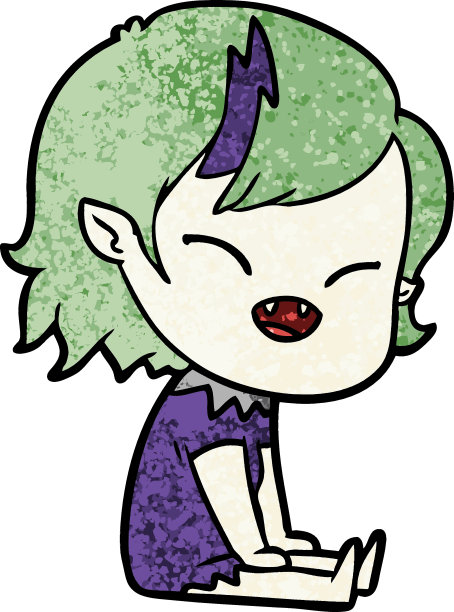 卡通吸血鬼女孩笑着坐着图片下载