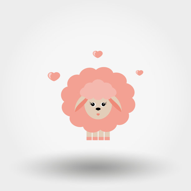 在爱粉红色的女孩羔羊。图片下载