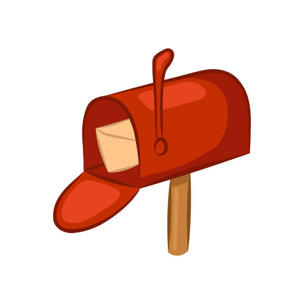 红色信箱里有一封信。图片下载