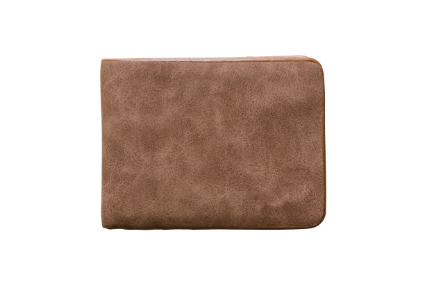 棕色钱包顶视图孤立的白色与剪切路径。图片下载