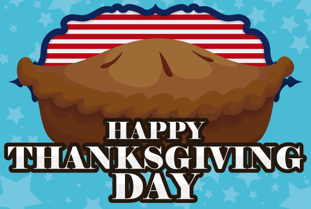 美味的新鲜烤派在美国设计感恩节图片下载