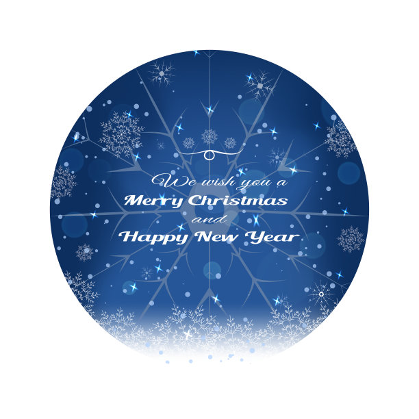 矢量海报为圣诞节和尼年假期在梯度蓝色背景与圆形裁剪，雪花和雪花。图片下载