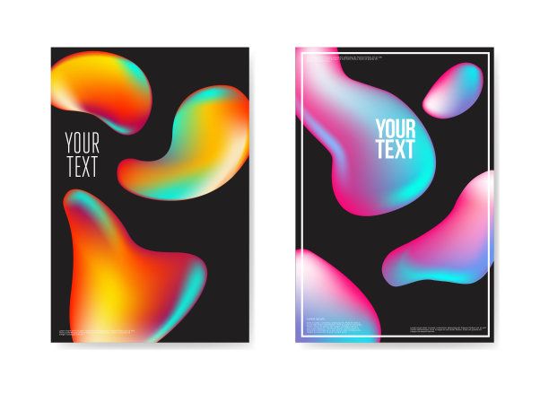 抽象海报液体气泡背景。流体明亮梯度形状手册模板。旗帜身份证设计海报。矢量图图片下载