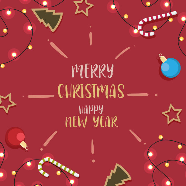 以红色为背景装饰的圣诞节。向量图片下载
