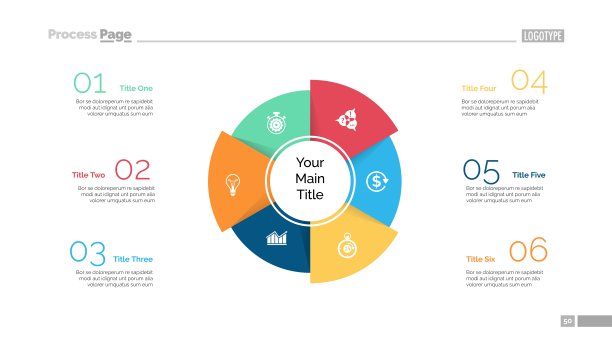 六扇区段幻灯片模板图片下载