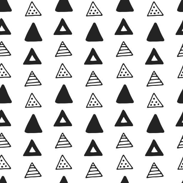 独特的手绘抽象图形无缝图案，斯堪的纳维亚风格矢量素材图片下载