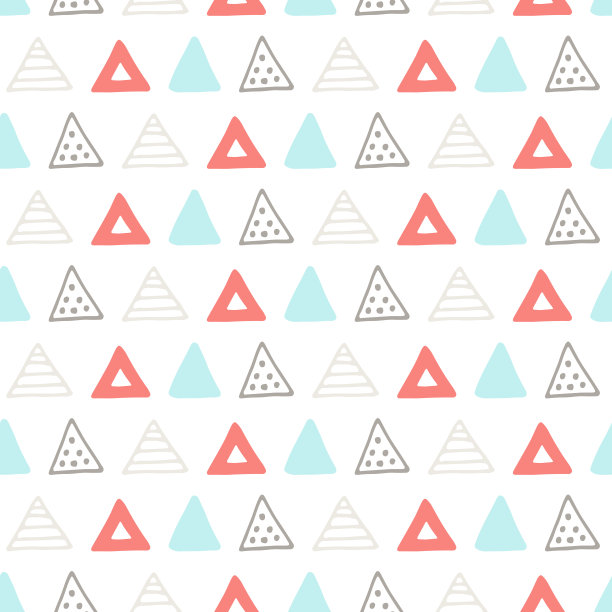 独特的手绘抽象图形无缝图案，斯堪的纳维亚风格矢量素材图片下载