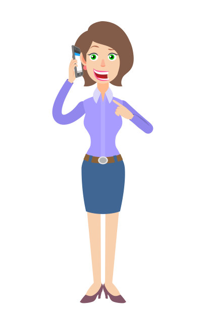 女商人用手指着他正在通话的手机图片下载