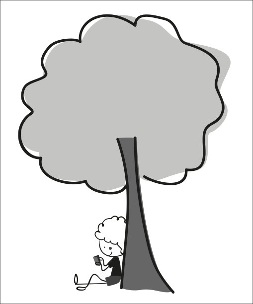 小男孩在树下看书图片下载