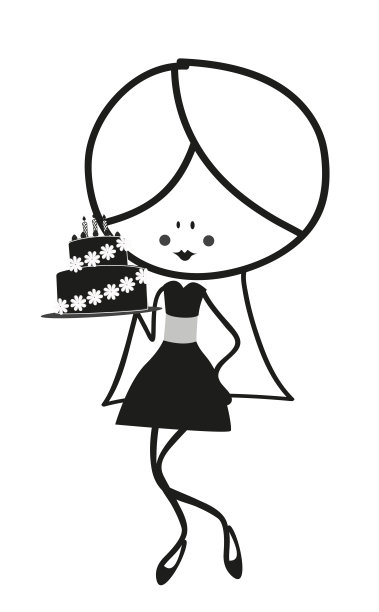 涂鸦女孩和生日蛋糕图片下载