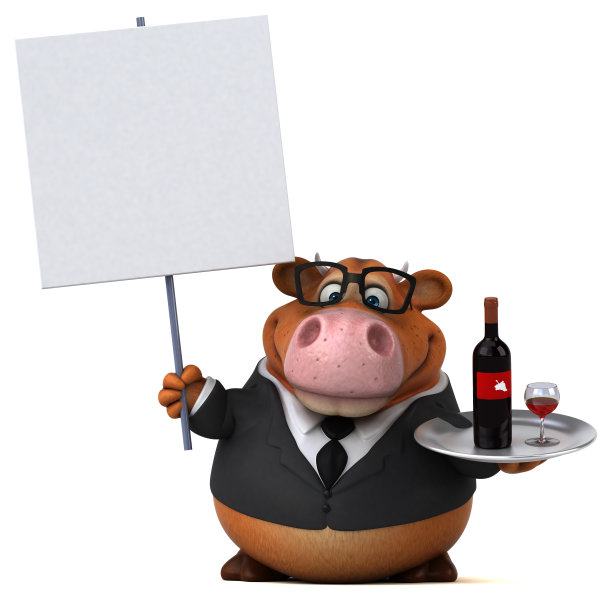 有趣的牛- 3D插图图片下载