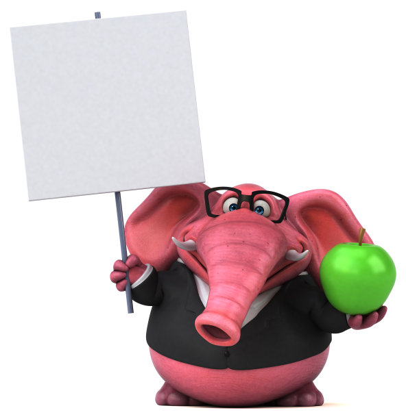 粉色大象- 3D插图图片下载