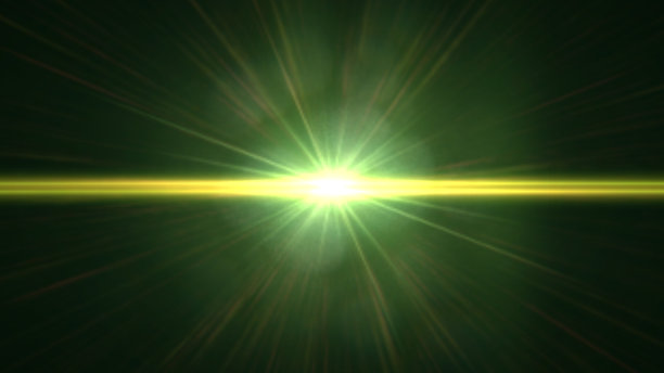 绿色的镜头光晕效果覆盖纹理与散景效果围绕中心在前面的黑色背景图片下载