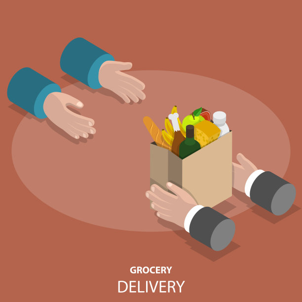 杂货速递平面等距矢量概念图片下载