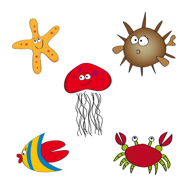 一套手绘海洋动物图片下载