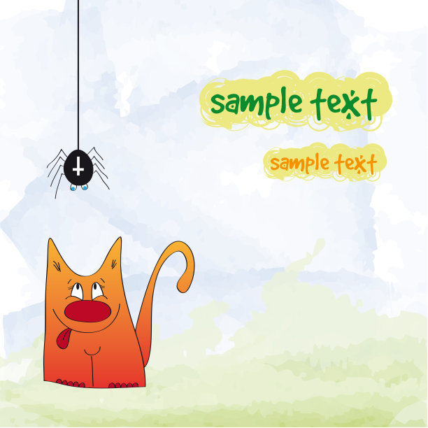 姜猫和蜘蛛-贺卡与复制空间为您的文本图片下载