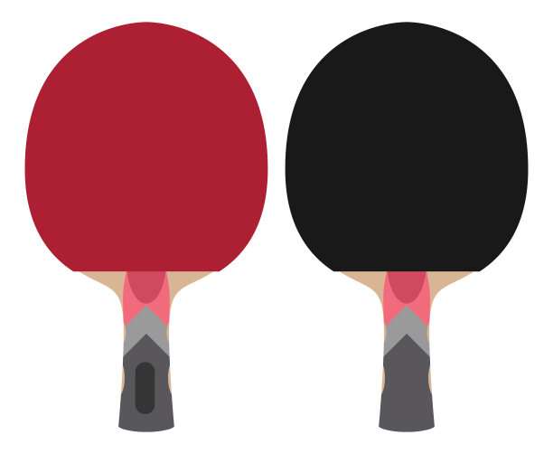矢量乒乓球拍或球拍。红色和黑色。平的风格。活动乒乓球比赛图标健身游戏设备。前和后对视图。网球游戏木制运动球拍。图片下载