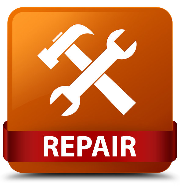 修理(工具图标)棕色方形按钮红色丝带中间图片下载