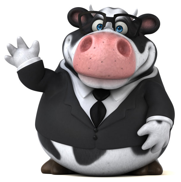 有趣的牛- 3D插图图片下载