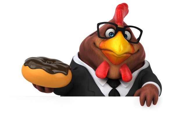 有趣的鸡- 3D插图素材图片